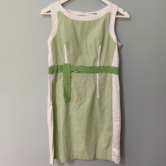 Sporty Green and White Stripe Dress - Picture 1 of 8